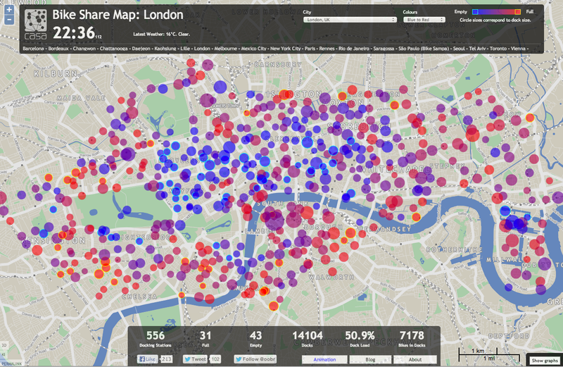 Illustration for article titled Peep This Awesome Real-Time Map of the World’s Bike Shares